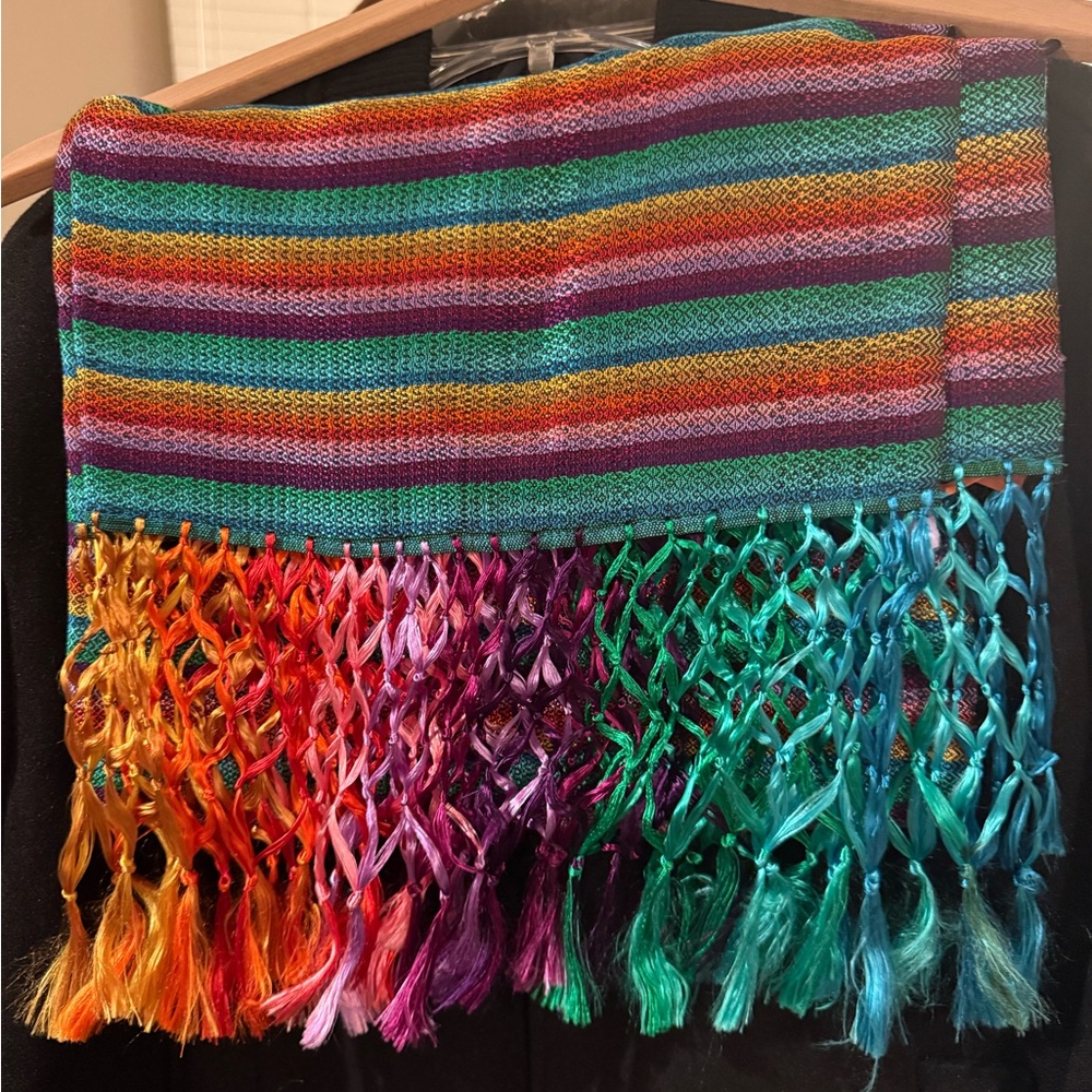 Colorful Striped shawl with Fringe